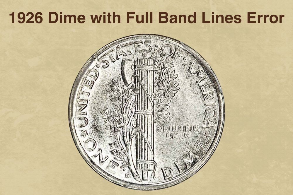 1926-D Mercury dime reverse showing fully split Full Bands on the fasces
